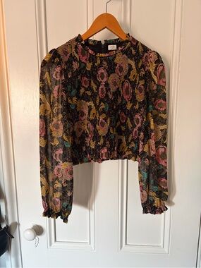 Floral print top with shirred bodice